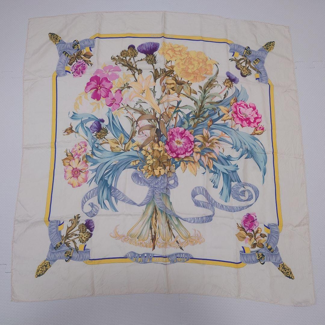 HERMES REGINA Carre 90 Silk 100% Scarf Multicolor Authentic G0603242
