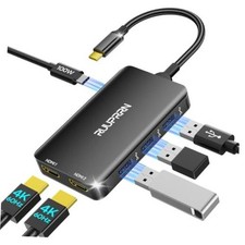 6-in-1 USB C Hub, Type C to Dual HDMI Adapter 4K 60Hz