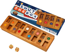 Shut the Box Board Games with Math Kids Player Wooden Box of Brain Teaser Puzzle