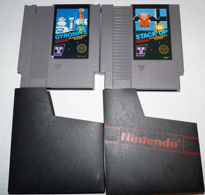 NINTENDO NES GAME RARE STACK-UP & GYROMITE CARTRIDGE TESTED WORK ORIGINAL 1985