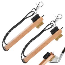 2 Pcs Wood Golf Club Brush, Groove Cleaner with Rope and Metal Clip, Oversize...