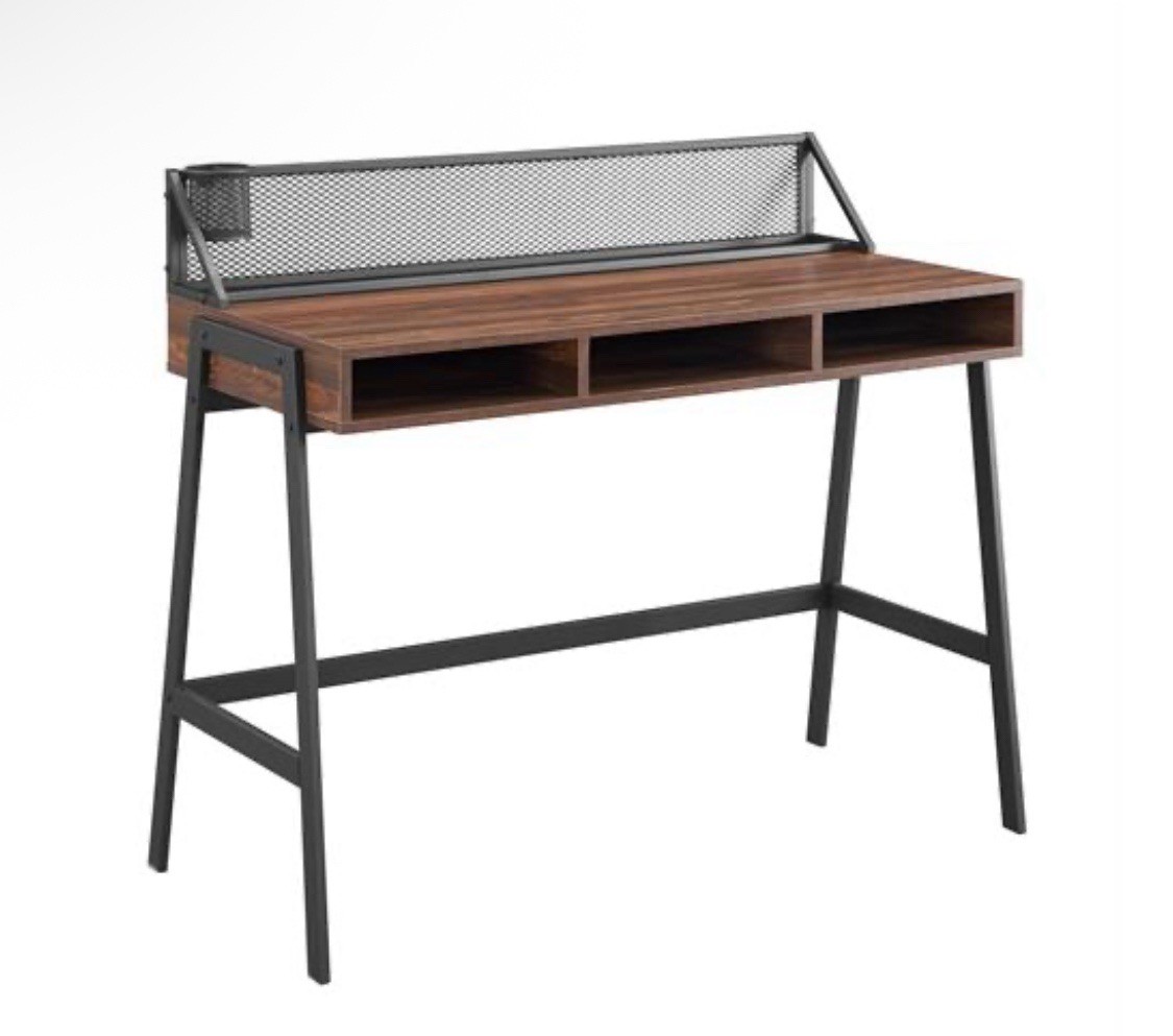 Walker Edison Corbin 42 in. Mesh Back Writing Desk (Dark Walnut) D42CORMBDW