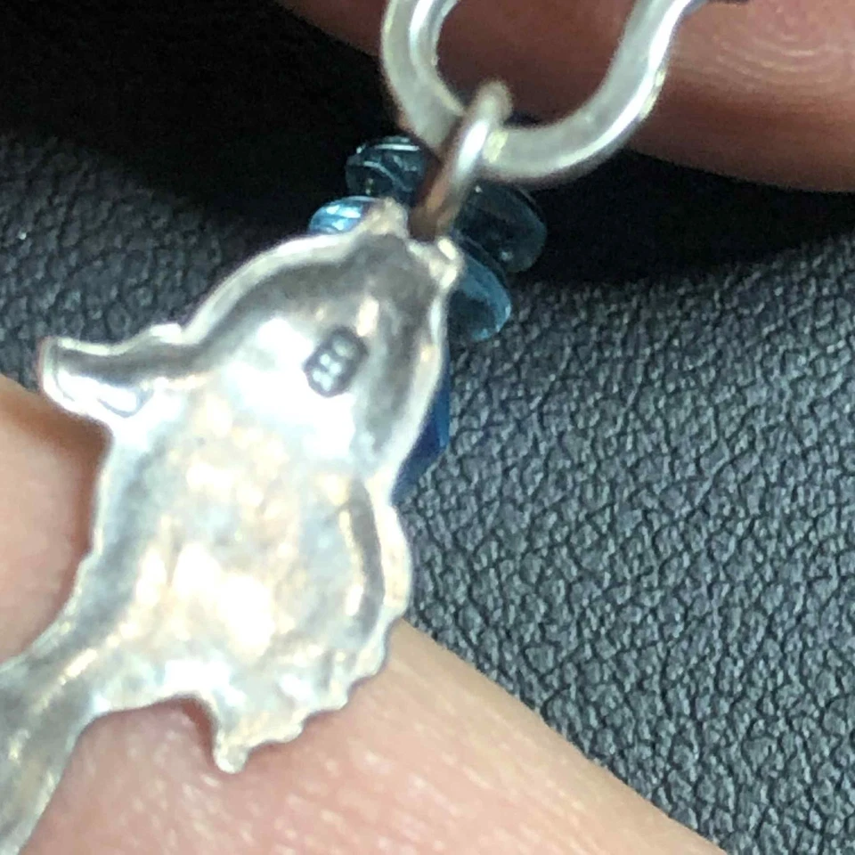 8128 Sterling 925 crystal blue faux pearl bead Fish Bracelet 7.5" for parts? - Image 3 of 4