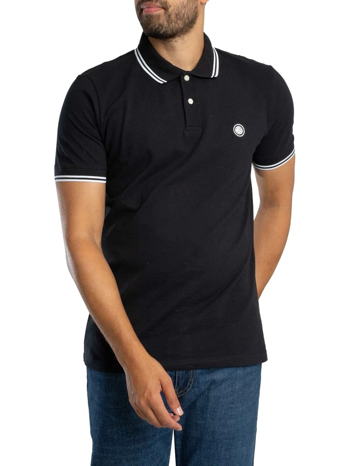 Pretty Green de los hombres Camisa polo Barton, Negro - Imagen 2 de 4