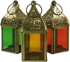 Glaslaterne, Windlicht, Teelichthalter aus Messing in 6 Farben - 13*5,5*5,5 cm