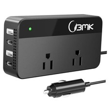 BMK 200W Car Power Inverter DC 12V to 110V AC Car Inverter 4 USB Ports Charger