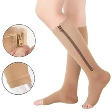 Zip Up Open Toe Compression Zipper Socks Calf Support Stockings Women Men Gift