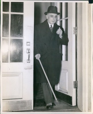 Politician Cane Leaves Building After Meeting Politics Vintage News Photo 8x10