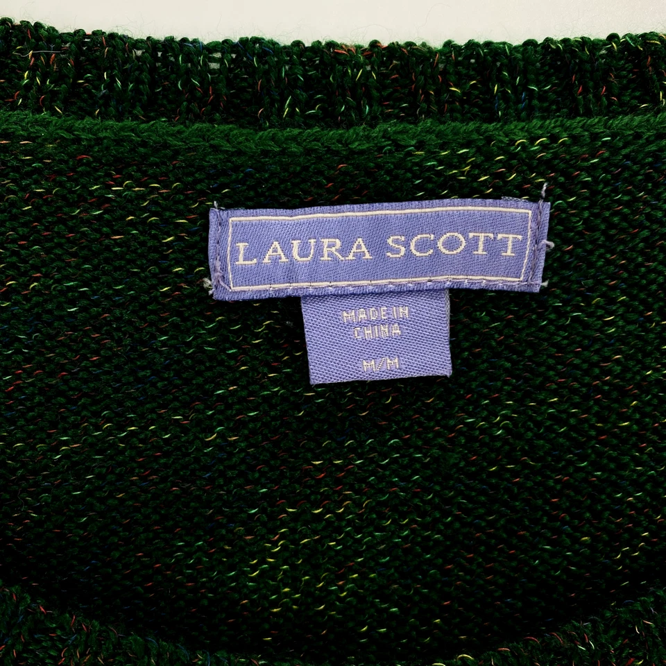 Laura Scott Knit Sweater Women’s Size Medium Green Long Sleeve Round Neck - Image 4 of 4