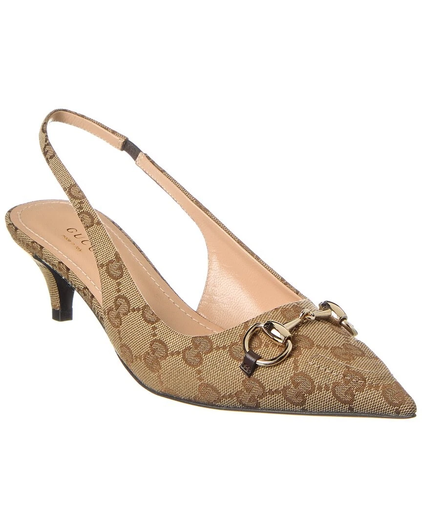 Escarpin femme Gucci Horsebit Gg toile à bandoulière