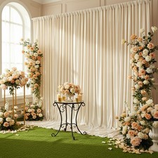 2 PCS 10x10FT Beige WrinkleFree Soft Polyester Photo Studio Backdrop Curtain