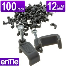 FLAT Grey 12mm Cable Clips for 6mm2 Twin & Earth Cables [100 Pack]