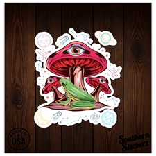 Frog Mushrooms - Vinyl Decal Sticker - Car Window Laptop - ebn8728