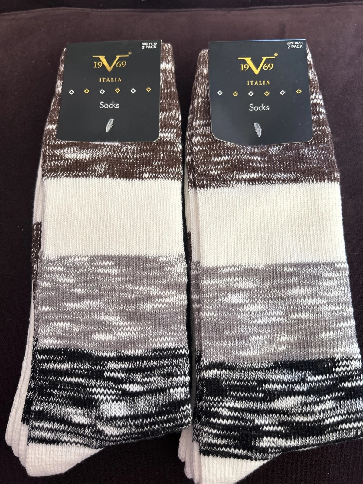 19V69 Men' Cotton Blend Crew Socks - 2 Pack 4 Pcs Shoe Size 9-12
