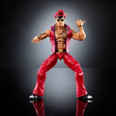 WWE x Street Fighter The Rock Final Boss 6in Action Figure M. Bison Mashup Set