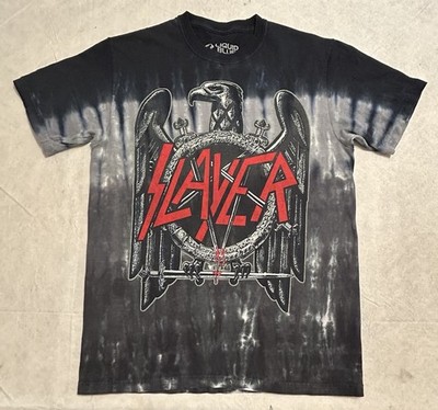 Slayer T Shirt Liquid Blue Print Mens M Classic Eagle Logo Metal Band Tie Dye