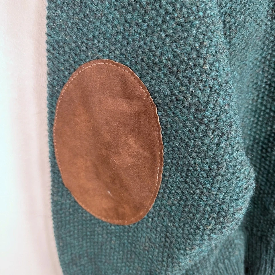 REI Quarter Zip Pullover Sweater Men Large Green Elbow Patch Wool Blend USA Made - Image 4 of 4