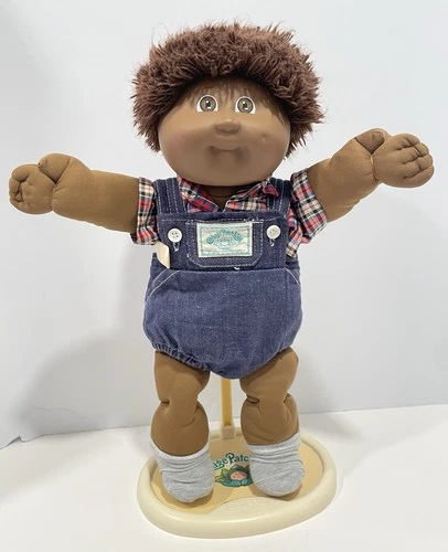 1985 Cabbage Patch Kids 16” Boy Doll Black African American Fuzzy Shag Hair HM3