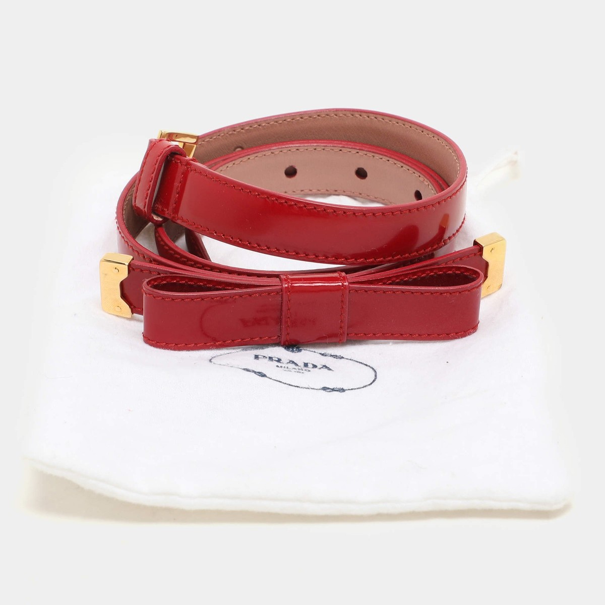 Prada Red Patent Leather Bow Waist Belt 80CM | eBay display picture 2