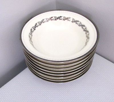  PATTERN WESTOVER PLATINUM BY NORITAKE CHINA # 7609 8 LOT 5 1/2'' DESSERT  BOWLS