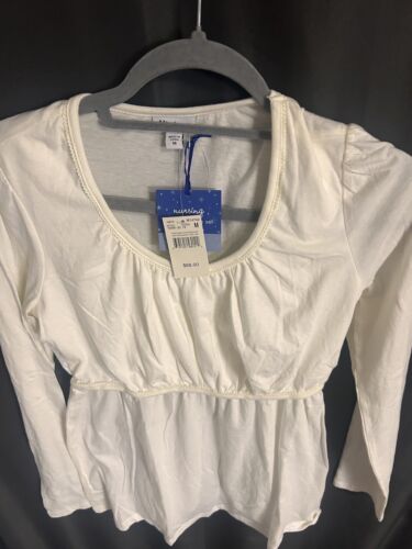 Mimi Maternity Shirt Womens Md Maternity Nursing Top White