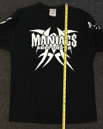 Vtg Maniacs MC Support Faded Shirt M Biker Punk Skate Fire Flames Grunge 90s Y2K - Picture 13 of 13