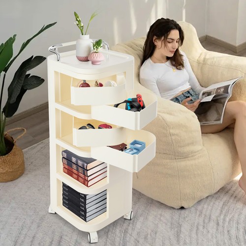 4-Tiers Kitchen Trolley Rack Rolling Storage Cart Fruit Vegetable Shelf Kitchen