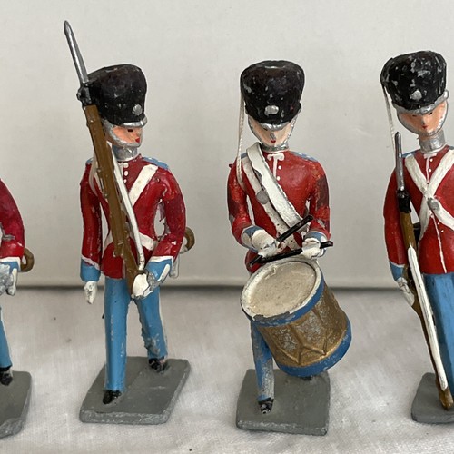 6 Vtg Denmark Danish Lead Toy Soldiers Livgarde Marching band Royal Flag Guards - Picture 7 of 21