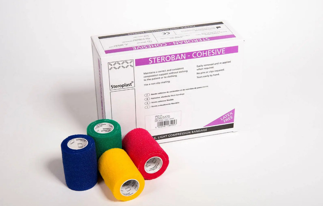 Tan Steroban Cohesive Bandage 12 Rolls (5cm x 4.5m) - Horse and Vet Wrap