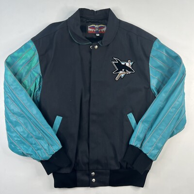難有Jeff Hamilton San jose sharks スタジャン VINTAGE JEFF HAMILTON SAN JOSE SHARKS SATIN LINED LEATHER