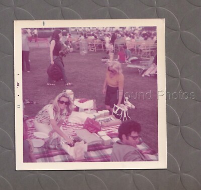 FOUND Original COLOR Photograph SNAPSHOT 1972 Picnic at a Concert H139