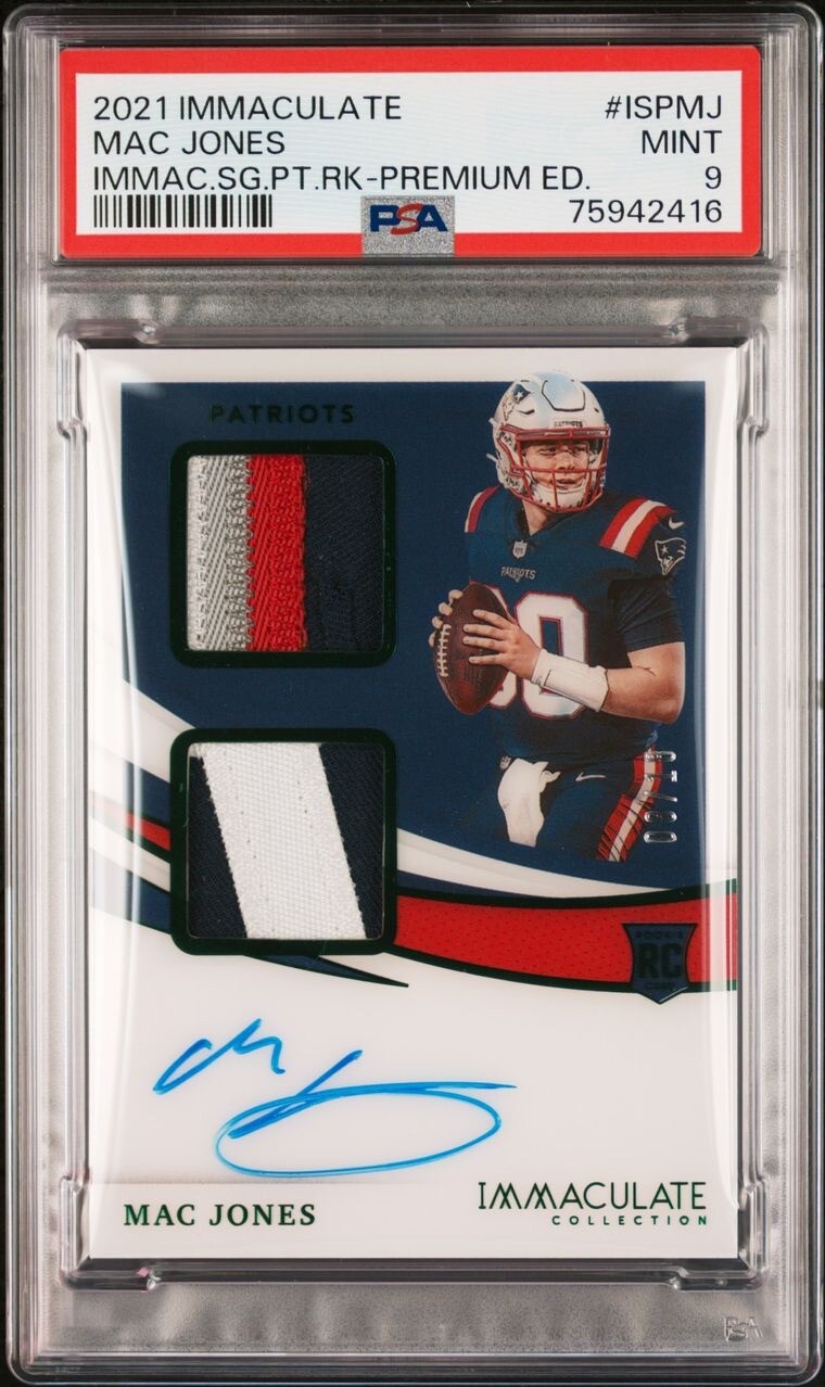 Mac Jones Panini Immaculate Collection Immaculate Signature Patches Rookie #ISPMJ Premium Edition