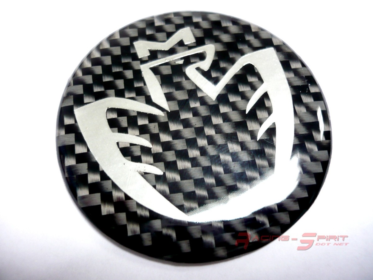 4 CM. GLOSSY REAL CARBON FIBER CHROMED MIDSHIP LOGO HORN