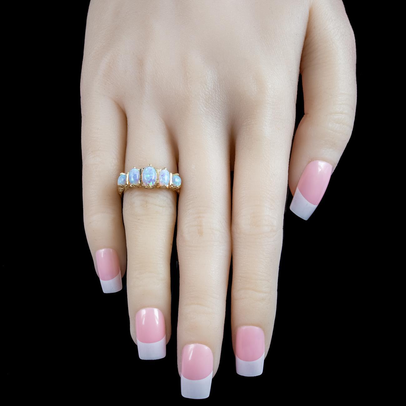 VICTORIAN STYLE OPAL FIVE STONE RING - image 7
