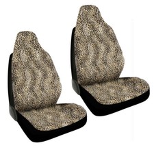 New Safari Tan Beige Cheetah Print Car Truck Front Bucket Seat Covers Set