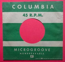 COLUMBIA GREEN ORIGINAL 45 RPM COMPANY RECORD PAPER SLEEVE  ONLY AS SHOWN
