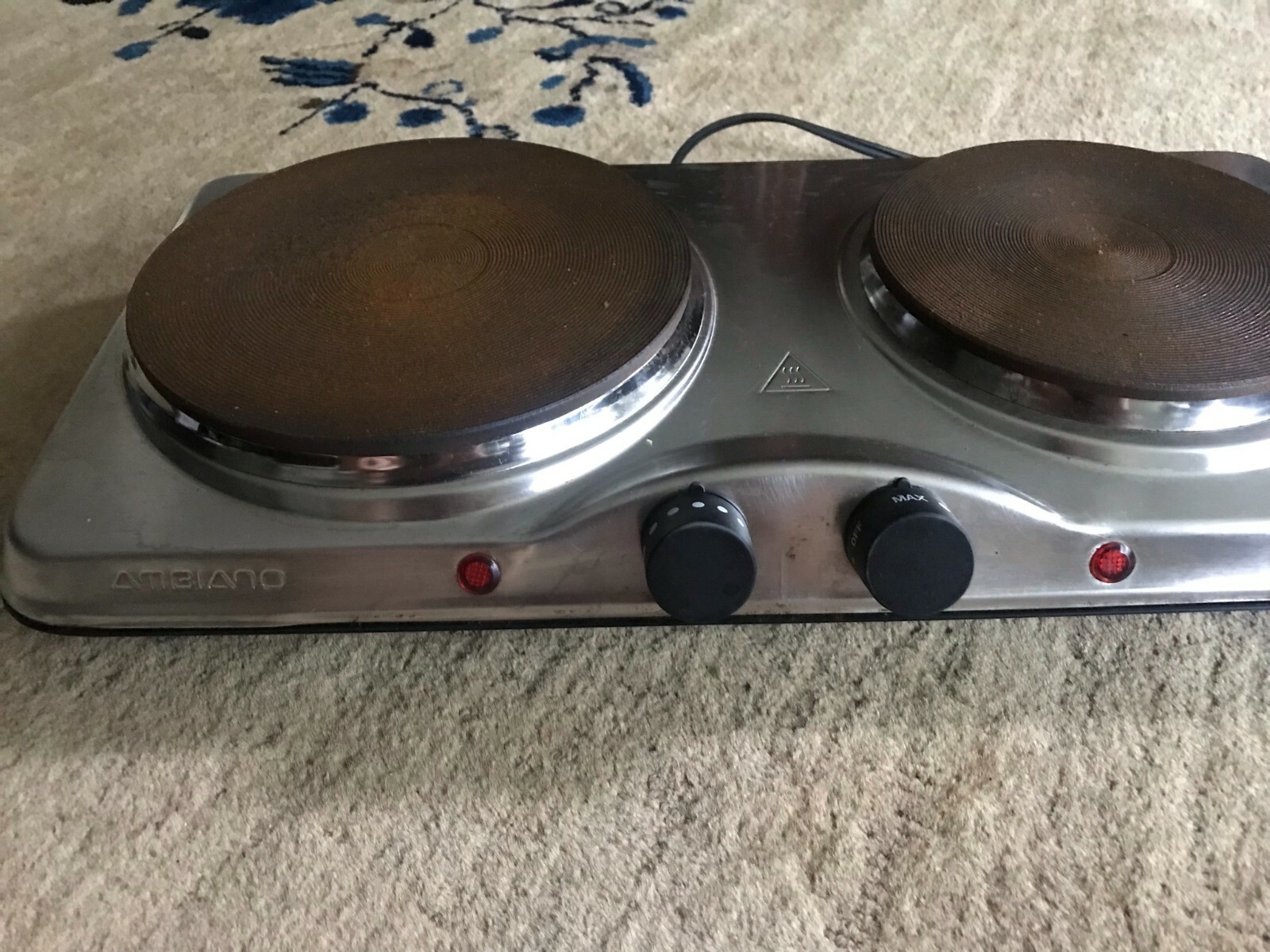 AMBIANO hd2013B 96594 Double Burner Hot Plate Stainless Steel 1700W
