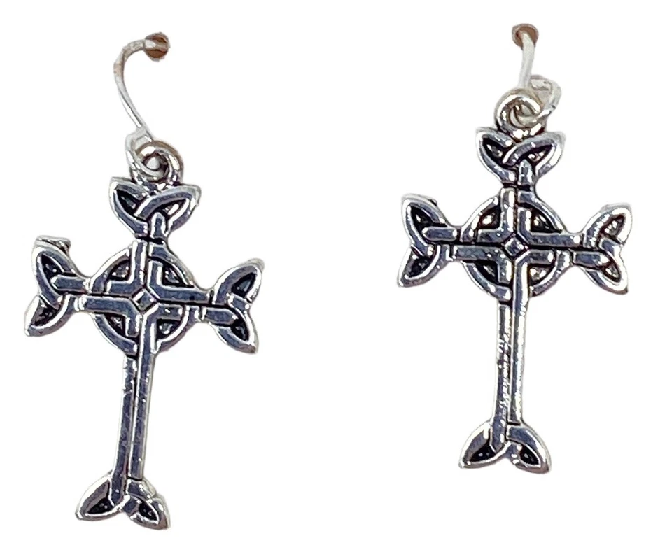 4 PARES DE PENDIENTES PERFORADOS VINTAGE - AROS, CUARZO, TACHUELAS ELVIS Y CRUCES DE PLATA Foto 4 de 4