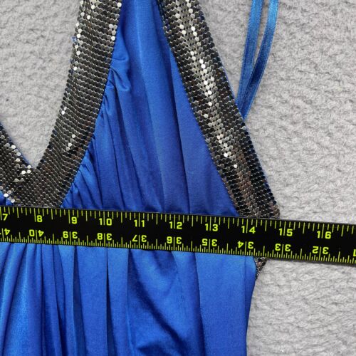 BCBGMAXAZRIA Damen Mini Neckholder Kleid blau ärmellos V-Ausschnitt Pailletten Größe M - Bild 8 von 10
