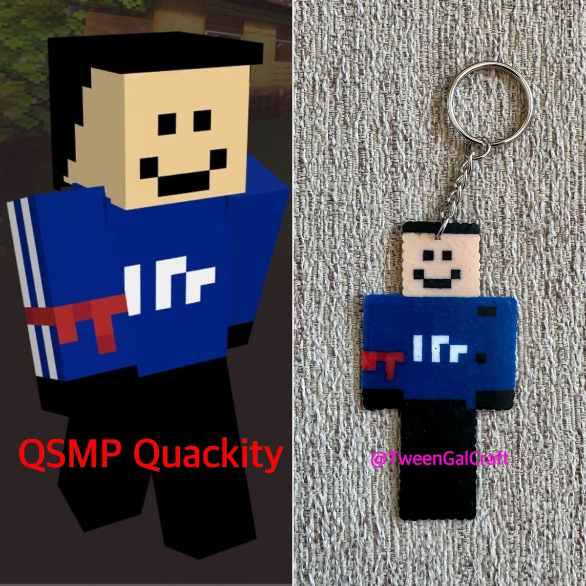 Quackity & Fundy Minecraft Skin Keychain/magnet Dream SMP -  Israel