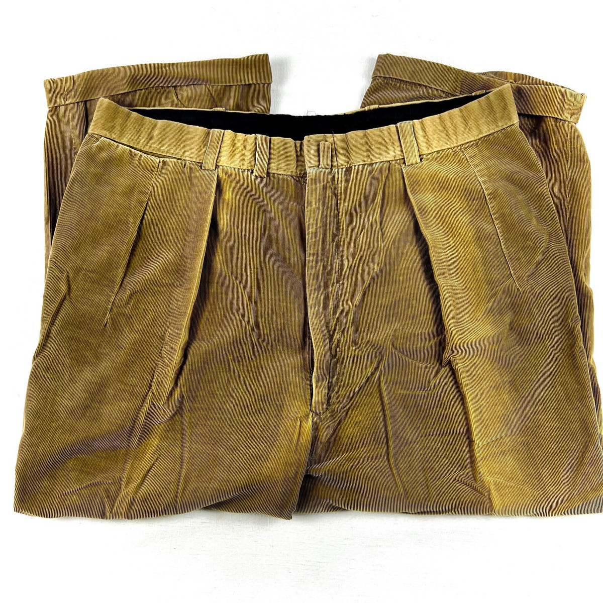 パンツ HOLLAND&SHERRY corduroy slacks Vintage 90s Holland & Sherry Khaki Corduroy Brown Trousers Mens