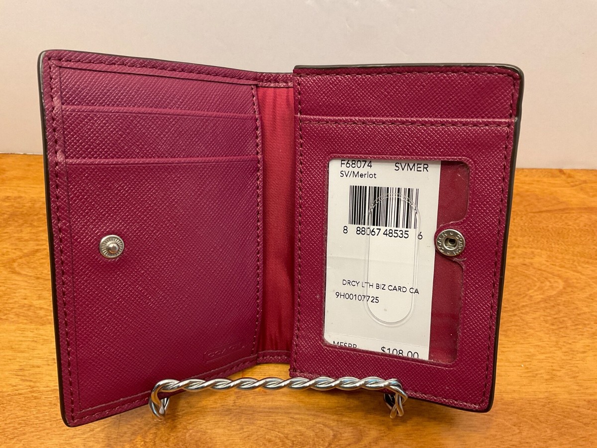 COACH NWT Leather Card Case - Merlot w/Silver Snap - F68074