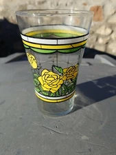 vtg 1986 WHATABURGER Texas 150th Birthday Yellow Rose Glass 5.5" tall