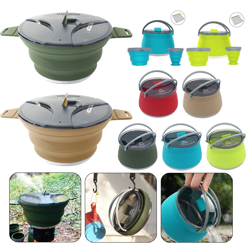 Foldable Camping Cook Pot Space-Saving Heat-Resistant Stove Pot