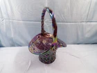 Fenton Purple Carnival Glass Daisy & Button Basket 8" Tall