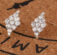 Luxury Earrings Leaf Silver colour Crystal style Crystal Studs Women Girls UK