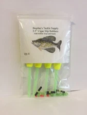 4pk 2-1/2"Yellow Slip Bobbers, Cigar Floats, beads bobber stops, Panfish Crappie