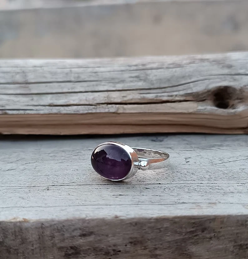 Anillo de amatista, anillo de plata de ley 925, anillo hecho a mano, anillo de piedras preciosas, todos los tamaños Foto 2 de 4