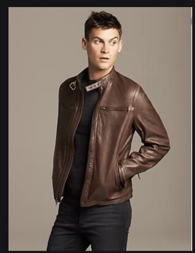 Banana Republic Mens Leather Cafe Racer 
