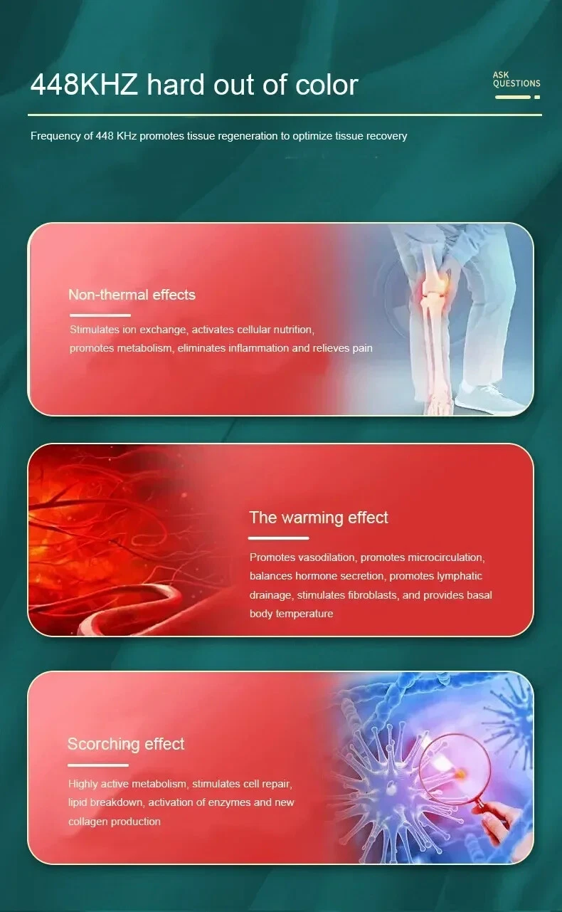 Hot Tecar Therapy Machine Physiotherapy CET RET 448khz Sports Injury Pain Relief image 11
